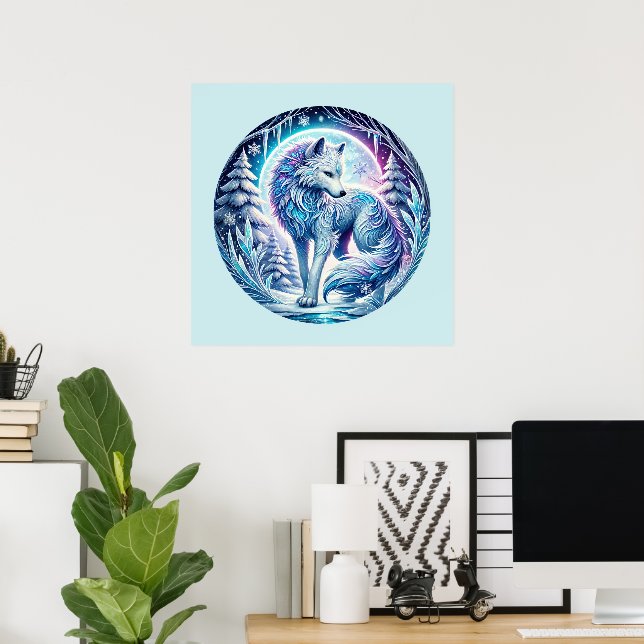 Poster animal amateur de loups cool (Bureau à domicile)