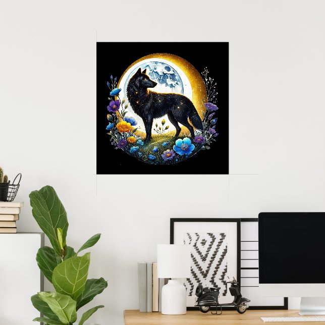 Poster animal amateur de loups cool (Bureau à domicile)