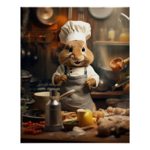 Poster animal amusant Poster Chef Cuisine écureuil