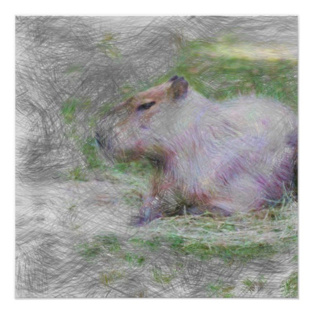 Poster animal artistique capybara (Devant)