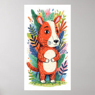 Poster animal capricieux entouré de feuillage luxuriant