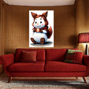 Poster Animal confortable avec Café Art AI