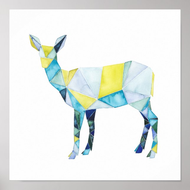 Poster Animal de cerfs géométrique (Devant)