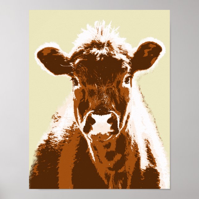 Poster Animal de ferme à la vache Brown (Devant)