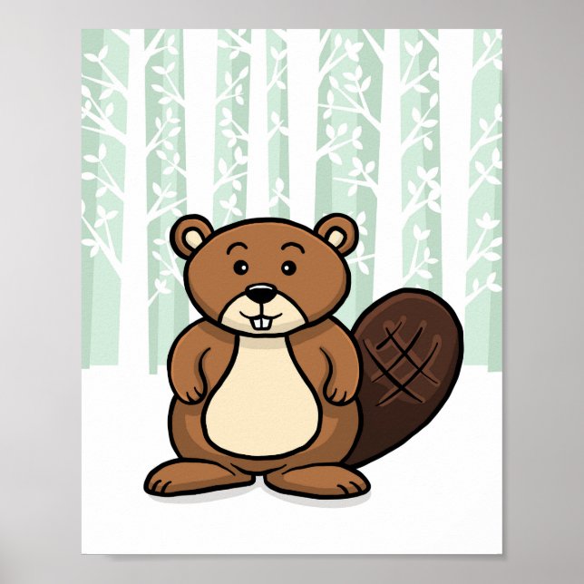 Poster Animal de la forêt Castor (Devant)