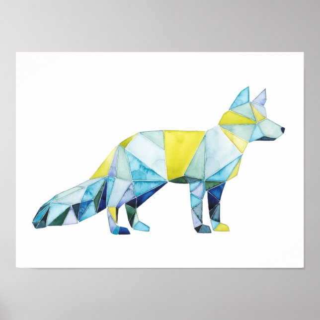 Poster Animal de renard géométrique (Devant)