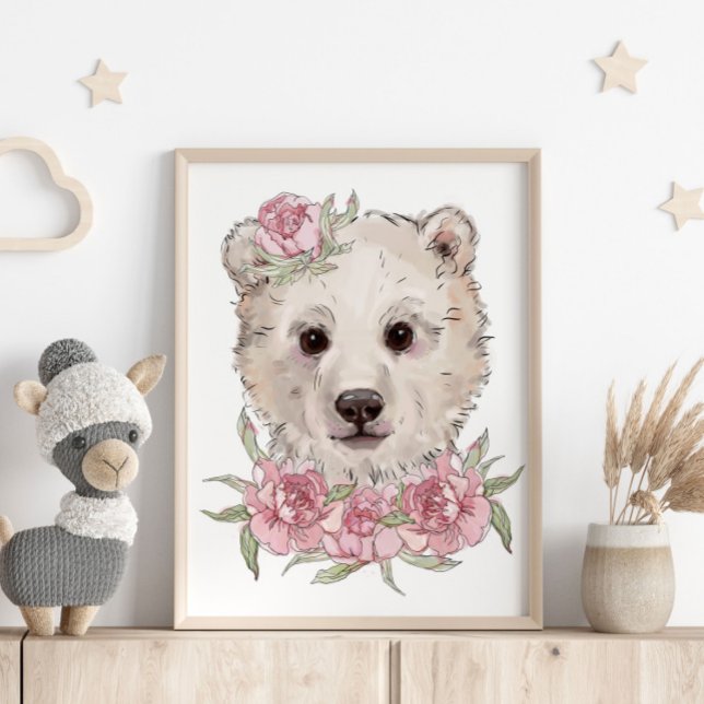 Poster animal Rose de l'ours bébé | Impression mur (Créateur téléchargé)