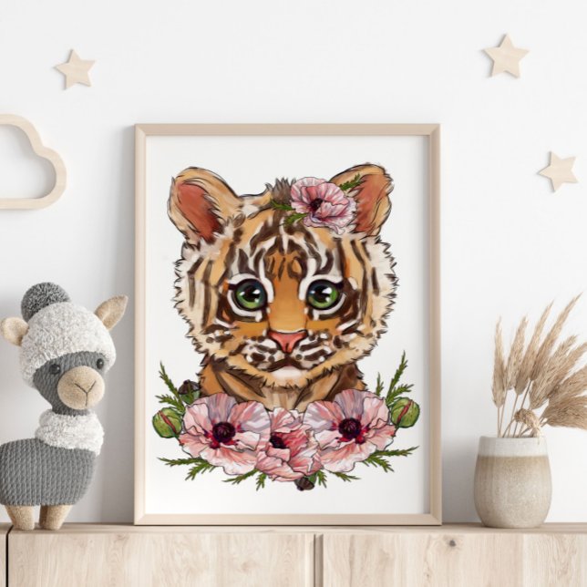 Poster animal Rose de tigre de bébé | Cute Tiger A (Créateur téléchargé)