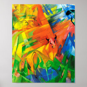 Poster Animals in a landscape by Franz Marc