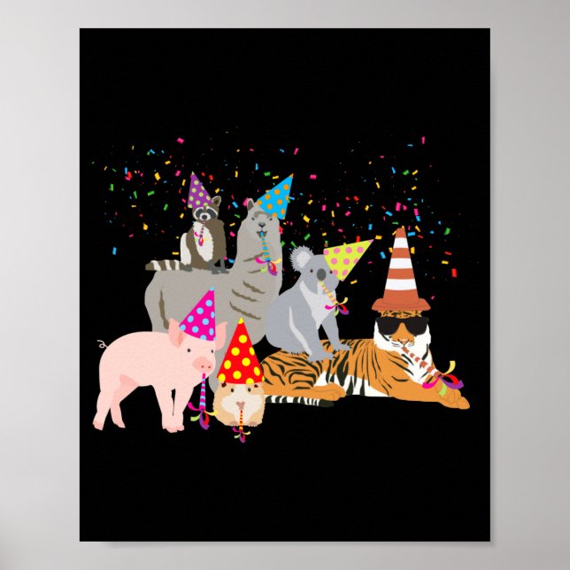 Poster Animals Partying Cute Animals Having A Party  (Devant)