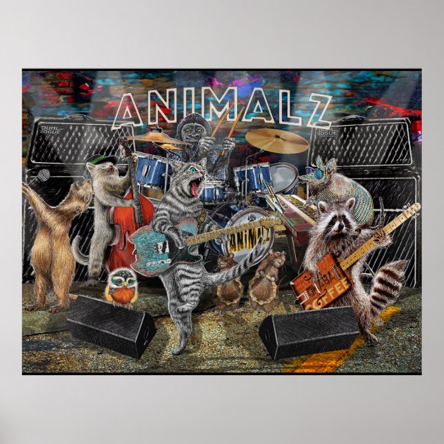 Poster Animalz Live ! Animaux jouant d'istruments musicau (Devant)