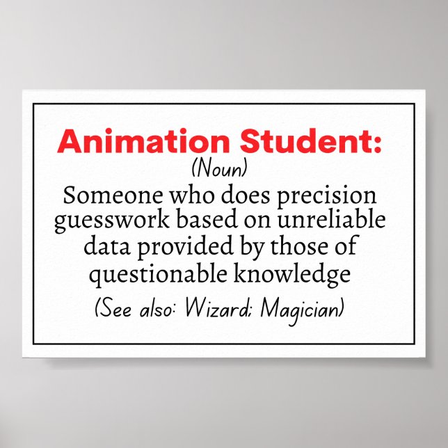 Poster Animation amusante Définition de l'étudiant (Devant)