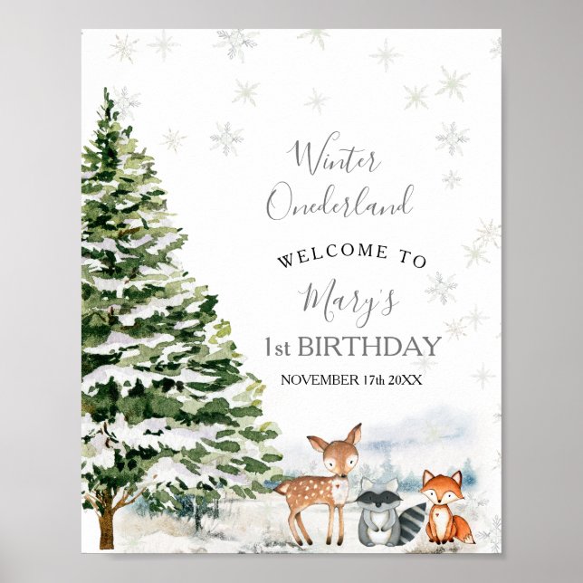 Poster Animaux à feuillage persistant Hiver Fête Onederla (Devant)