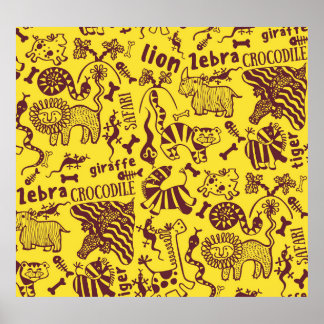 Poster Animaux africains : Motif culturel sans peau.