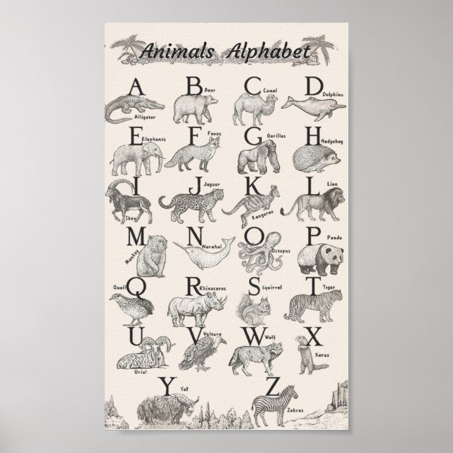 Poster Animaux alphabet éducatif (Devant)