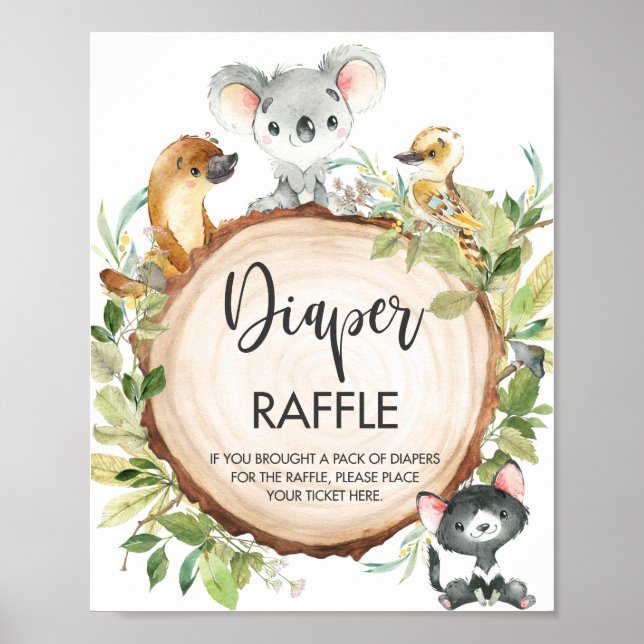 Poster Animaux australiens Verdure Baby Diaper Raffle (Devant)