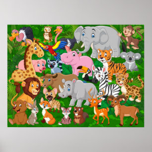 Poster Animaux caricaturaux