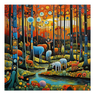 Poster Animaux dans le bois