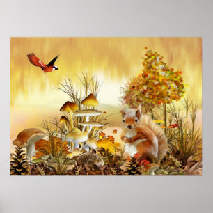 Poster Animaux d'automne