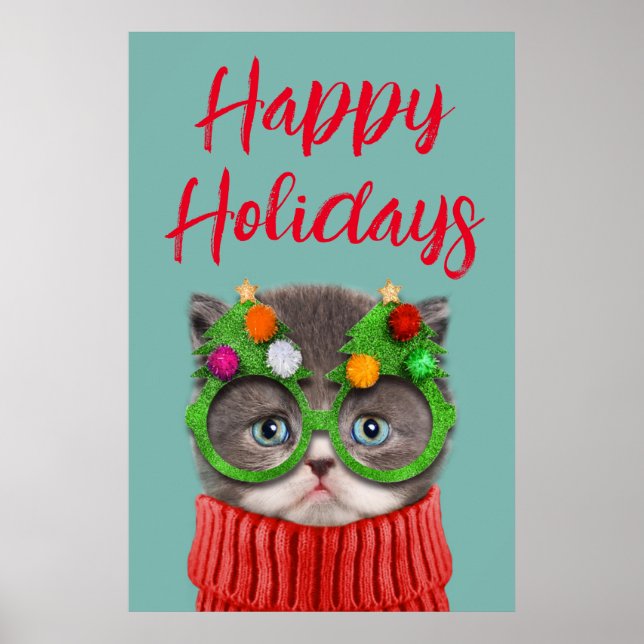 Poster Animaux de bébés cutest | Chandail de Noël de chat (Devant)