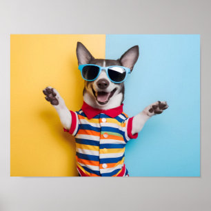 Poster Animaux de compagnie dans des lunettes de soleil é
