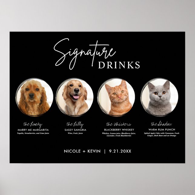 Poster Animaux de compagnie imprimable Signature Boissons (Devant)