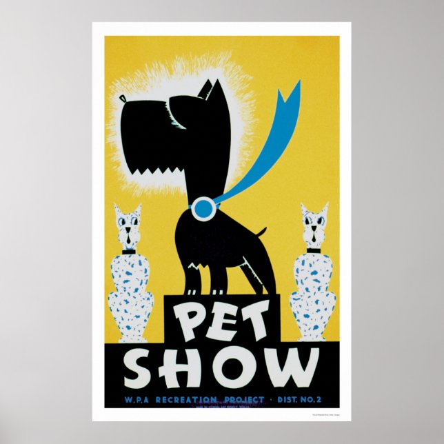 Poster Animaux de compagnie Show Chien Chat 1937 WPA (Devant)