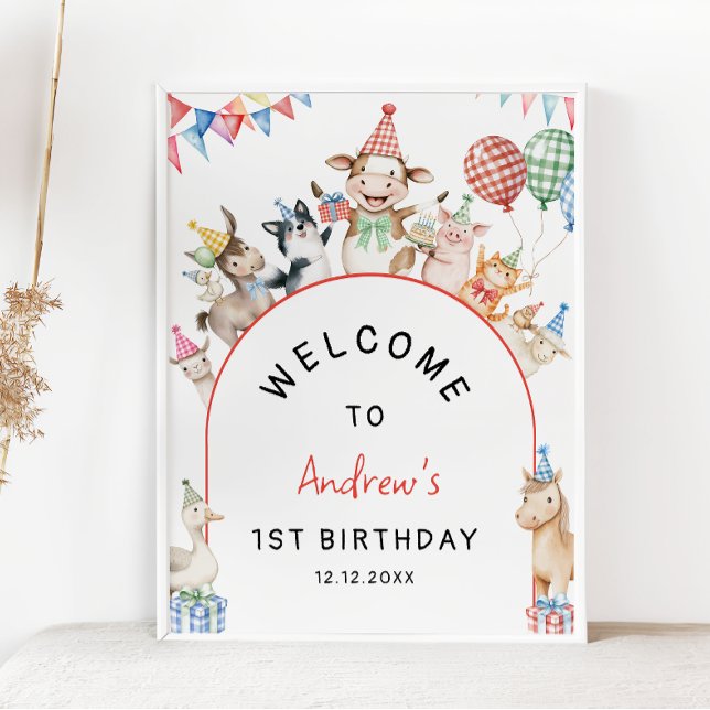 Poster Animaux de ferme Anniversaire Barnyard Bienvenue (Créateur téléchargé)