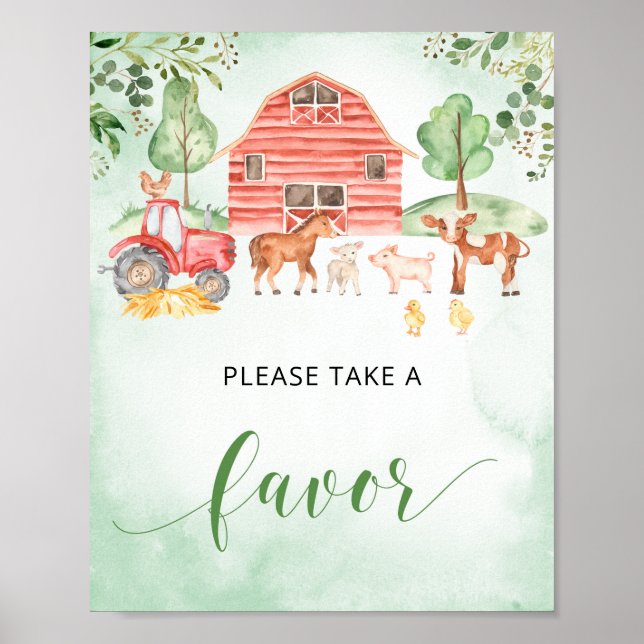 Poster Animaux de ferme baby shower de préférence de pann (Devant)