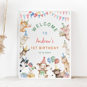 Poster Animaux de ferme Barnyard fête d'anniversaire Bien