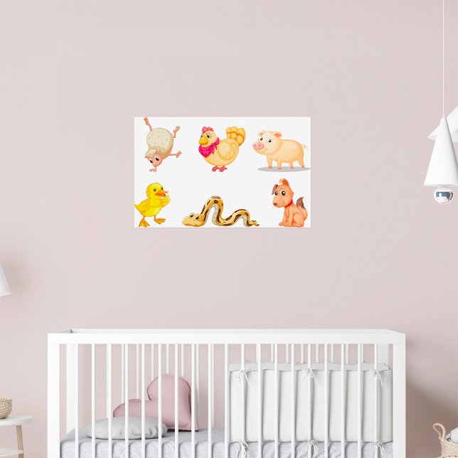 Poster Animaux de ferme et de compagnie mignons (Créateur téléchargé)