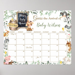 Poster Animaux de ferme Guess de verdure Bébé date d'éché