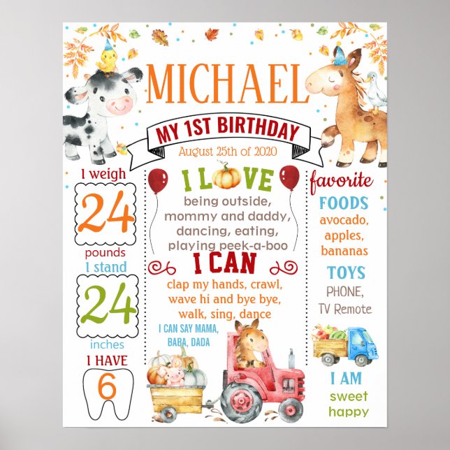 Poster Animaux de ferme Signal d'anniversaire (Devant)
