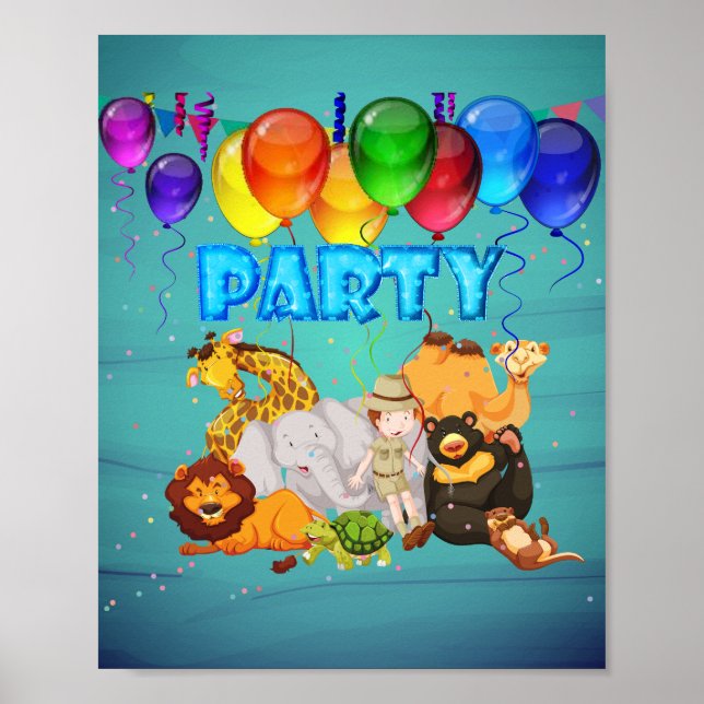 Poster animaux de fête (Devant)