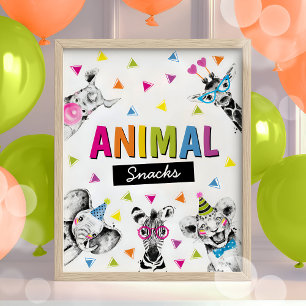 Poster Animaux de fête Safari Aliments Animaux Snacks Ann