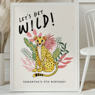 Poster Animaux de fête sauvage Guépard Bienvenue à l'anni