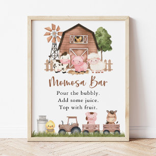 Poster Animaux de la ferme, Animaux mignons, Grange marro