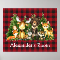 Animaux de la forêt à l'aquarelle Plaid Arbres For