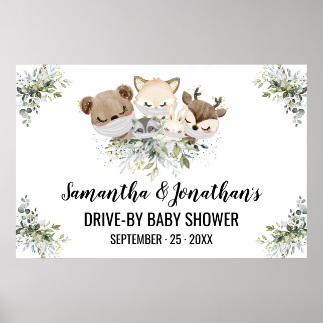 Poster Animaux de la forêt de Baby shower (Devant)