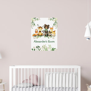 Poster Animaux de la forêt de bois à l'aquarelle Nœud pap