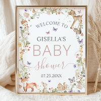 Animaux de la forêt fantaisistes Baby Shower Fleur