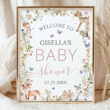 Animaux de la forêt fantaisistes Baby Shower Fleur