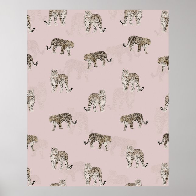 Poster Animaux de la jungle léopard rose moderne (Devant)