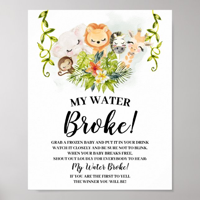 Poster Animaux de la jungle Mon eau Broke panneau Baby sh (Devant)