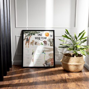 Poster Animaux de Safari Sauvage   1er anniversaire