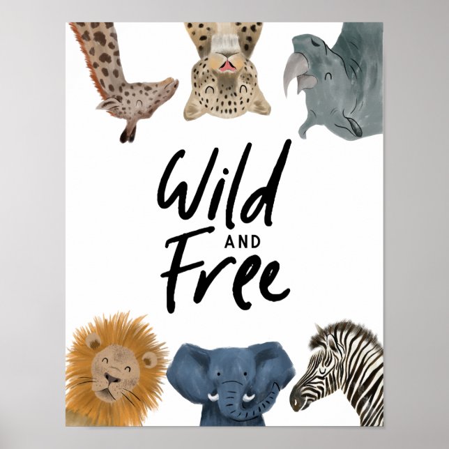 Poster Animaux de Safari Sauvages et Libres Chambre de Nu (Devant)