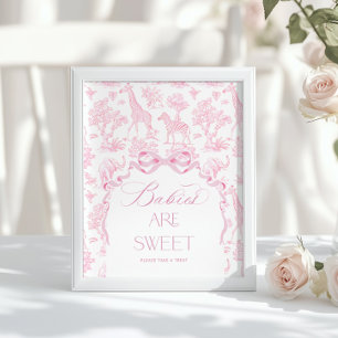 Poster Animaux de safari Toile de Jouy Bébés roses sont d