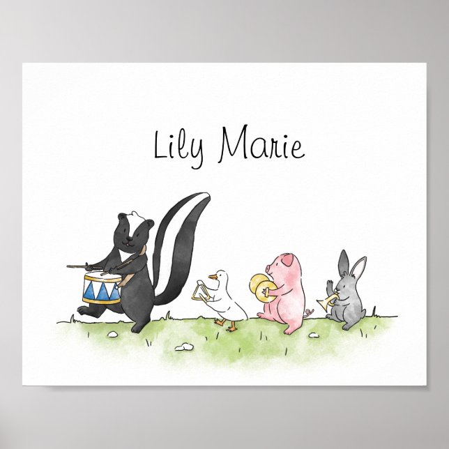 Poster Animaux de Whimsical Marching Band Personnalisé (Devant)