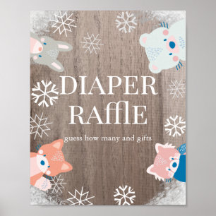Poster Animaux des bois Baby shower de neige Refus de cou