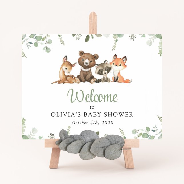 Poster Animaux des bois, Forêt, Baby shower Bienvenue (Créateur téléchargé)